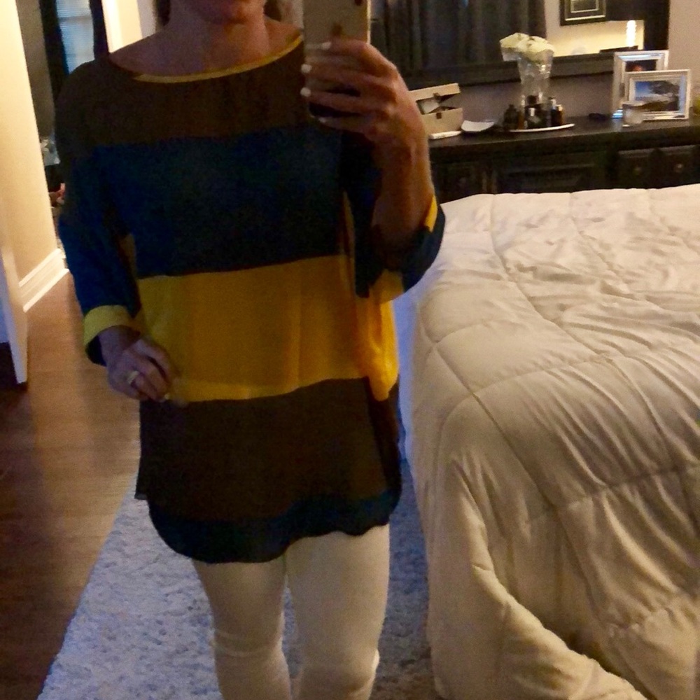 Oversized blouse- brown, gold, dark green